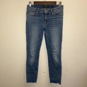 Lucky Brand Womens Lolita Skinny Jeans Mid-Rise Light Wash Raw Hem Size 4 / 27